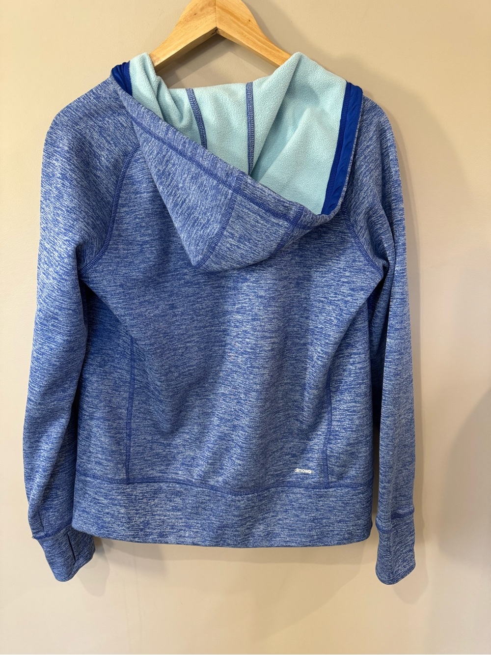Adidas ClimaWarm Full Zip Hoodie Blue Womens Small Fleece Lined - Picture 8 of 11